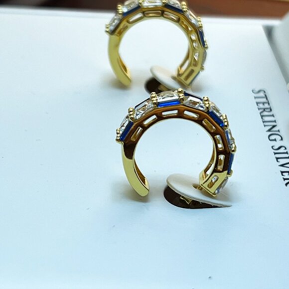 14k Gold Over Sterling Spinel and Sapphire Earrings NWT - Picture 6 of 7